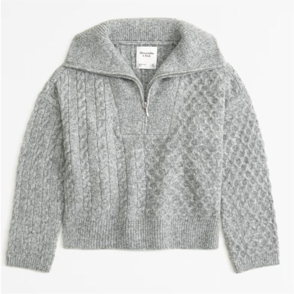 Abercombie & Fitch Merino Wool Blend Cable Half-Zip Sweater - Picture 5 of 5
